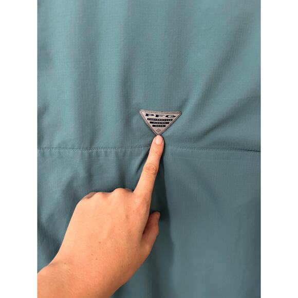 Columbia PFG Omni-Shade Vented Fishing Shirt Men’s Large Teal Long Sleeve - Picture 5 of 15